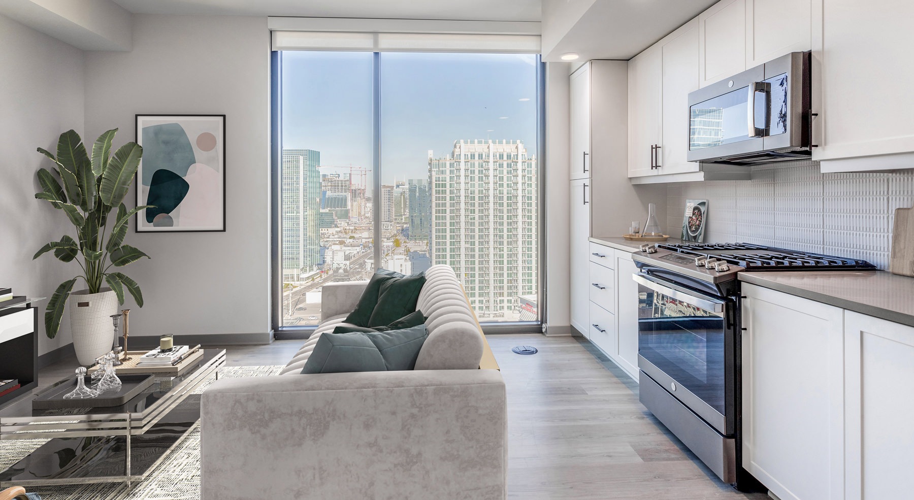 Open space living area with natural lighting